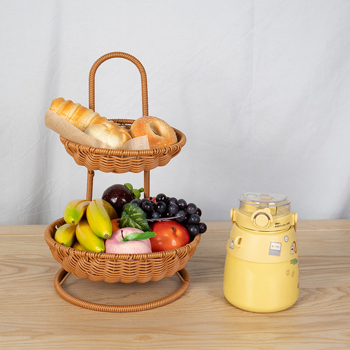 Two-Tiered Wicker Fruit Stand Kalsten