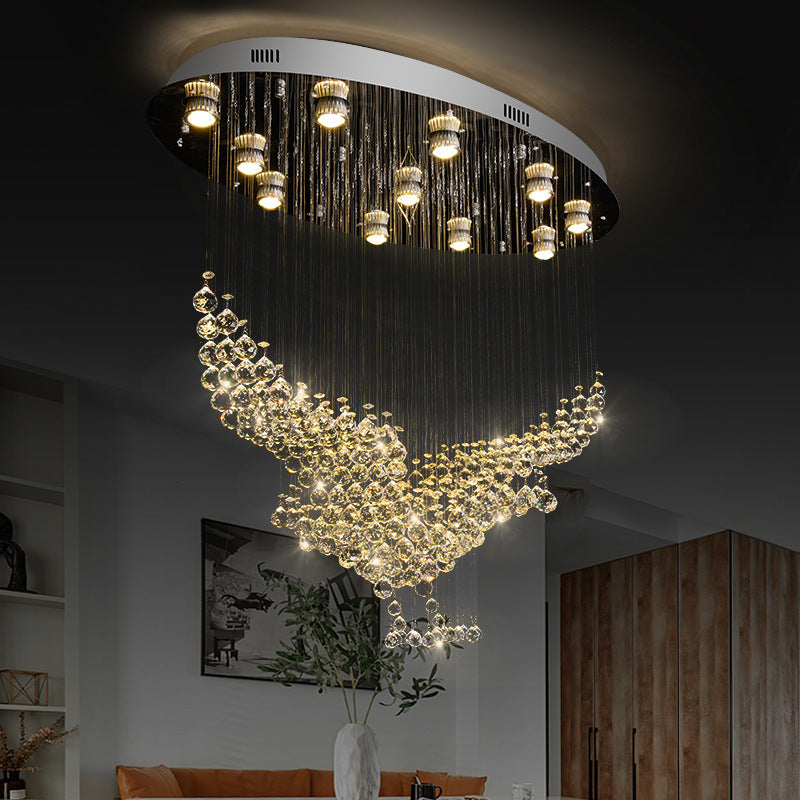 Crystal Chandelier with Cascading Beads