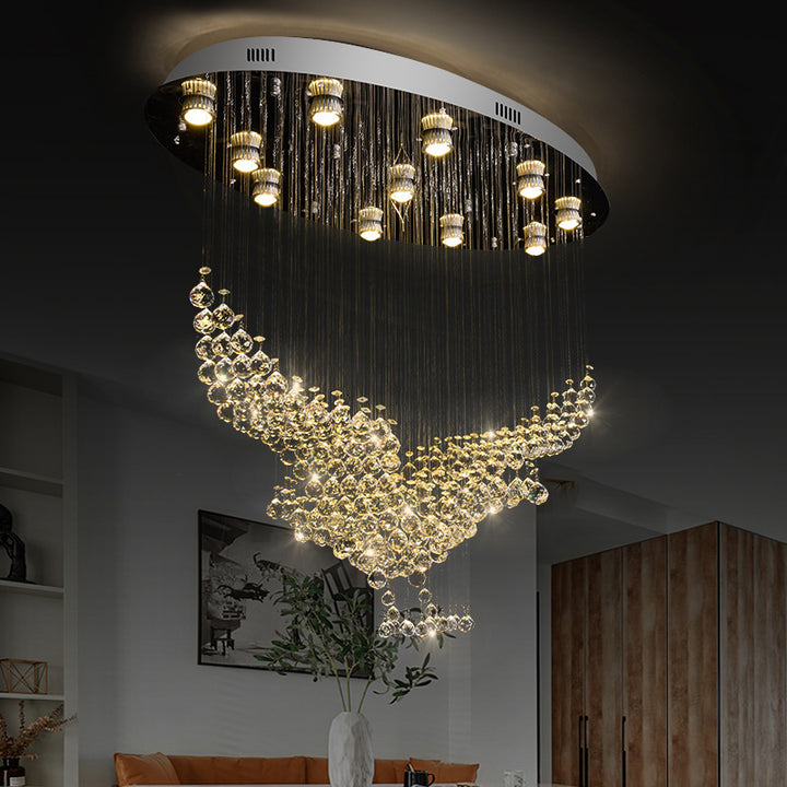 Crystal Chandelier with Cascading Beads
