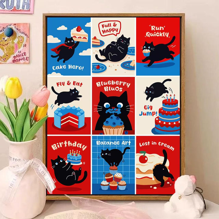Playful Cat-Themed Illustrated Wall Art Kalsten