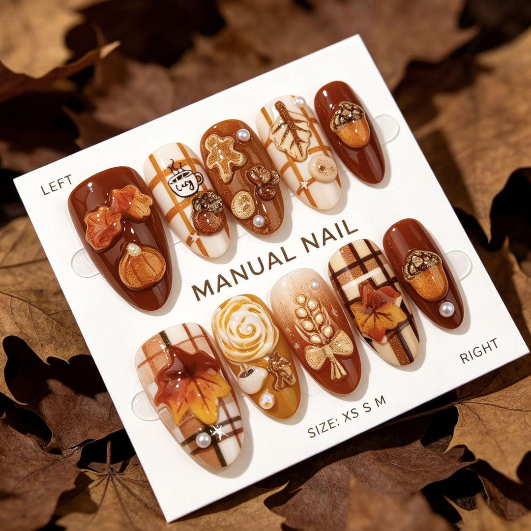 Seasonal Autumn-Inspired Manual Nail Art Set