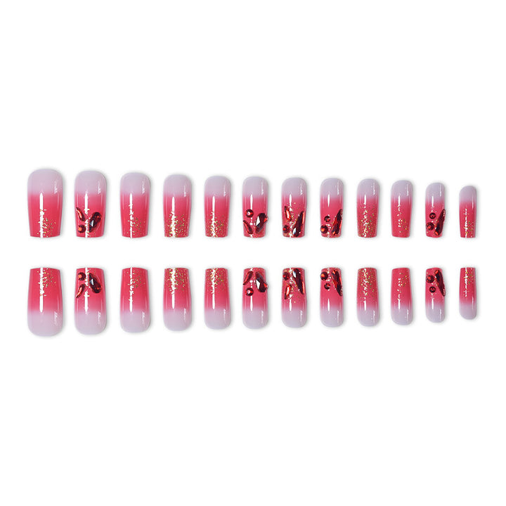 Decorative Acrylic Press-On Nail Set with Gemstone Accents Kalsten