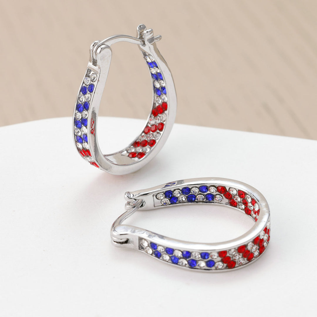 Women's Pavé Hoop Earrings with Crystal Decoration and Hinge Closure Kalsten