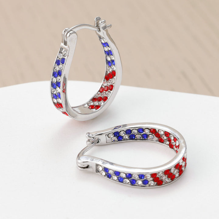 Women's Pavé Hoop Earrings with Crystal Decoration and Hinge Closure Kalsten