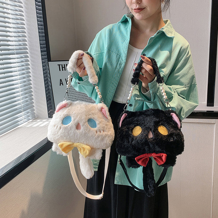 Plush Shoulder Bag with Cat Design Kalsten