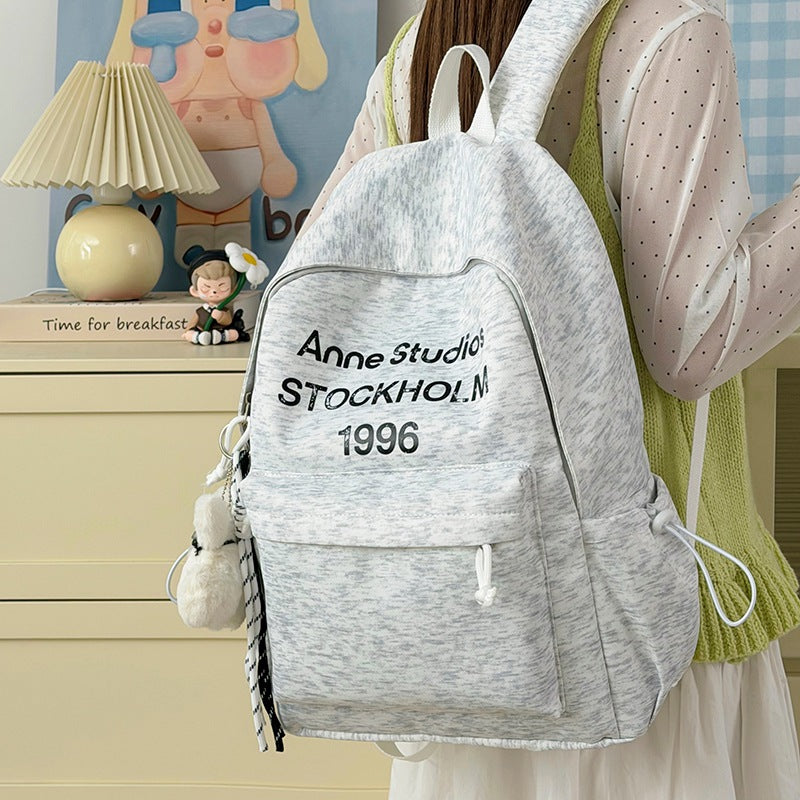 Casual Lightweight Backpack with Cute Plush Charm Kalsten