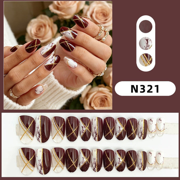 Marble Effect Press-On Nail Set