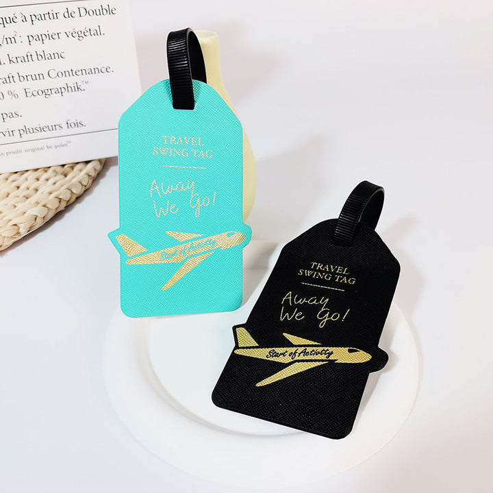 premium travel luggage tag with embossed airplane motif Kalsten