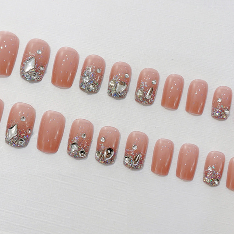 Elegant Rhinestone-Embellished Press-On Nails