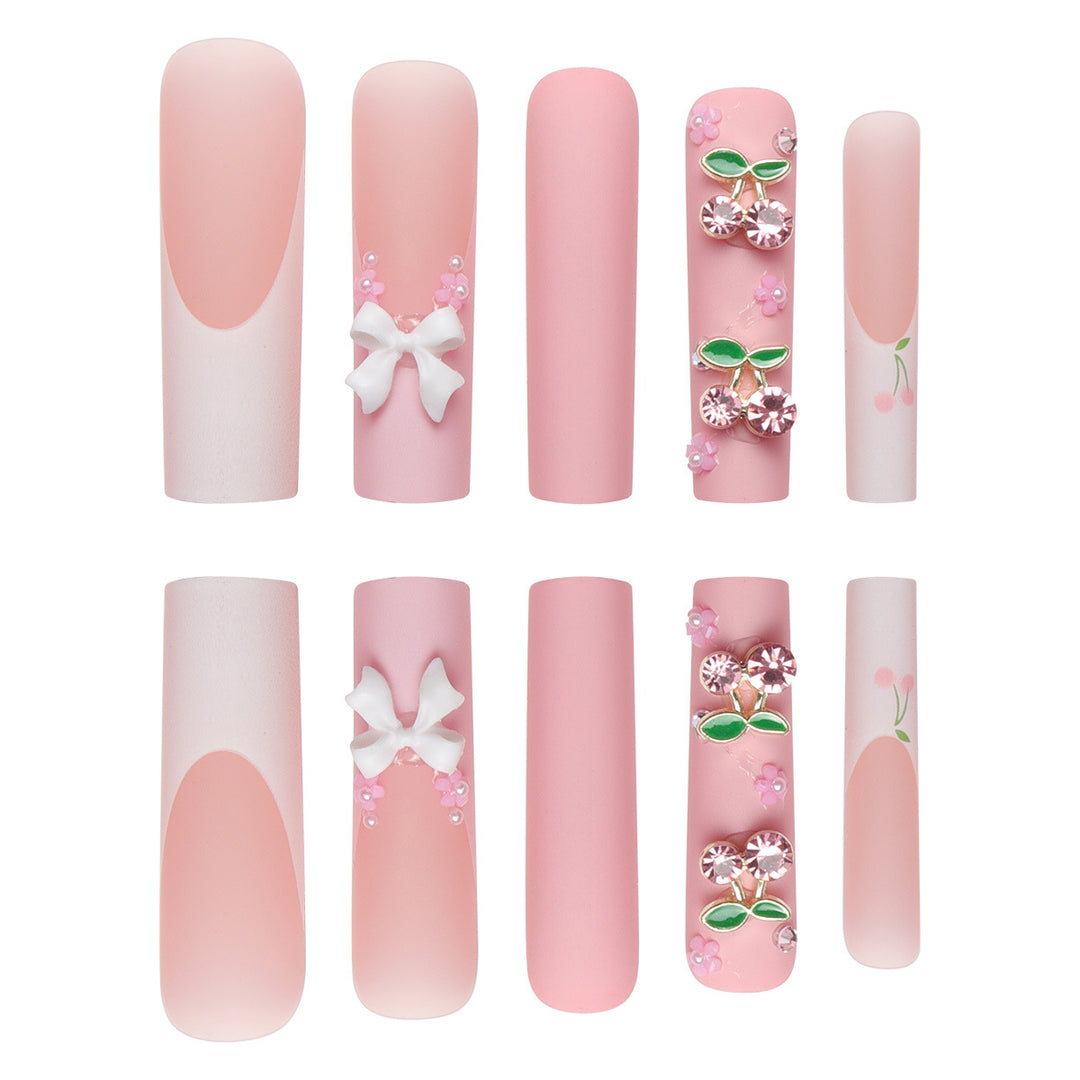Elegant Floral-Designed Long Press-On Nails Kalsten