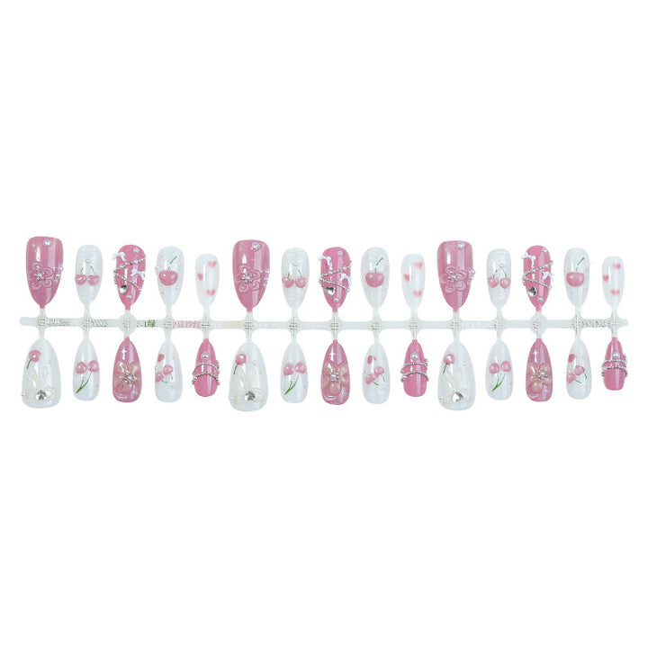 Artificial nail set with decorative floral motifs and glamorous accents Kalsten