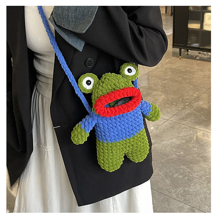 Fun Crocheted Frog-Themed Mini Backpack