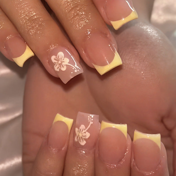 Elegant Floral French Tip Nail Art Kalsten