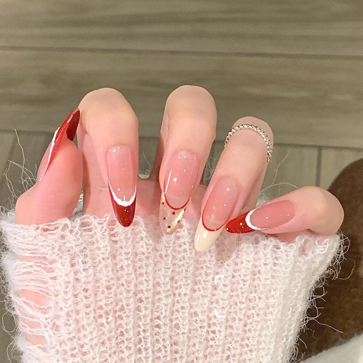 Elegant Gel Press-On Nails with Rhinestone and Glitter Accents Kalsten