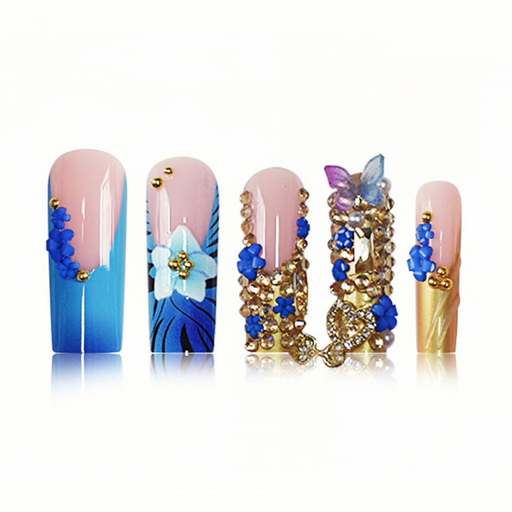 Artistic Floral Embellished Press-On Nail Extensions Kalsten
