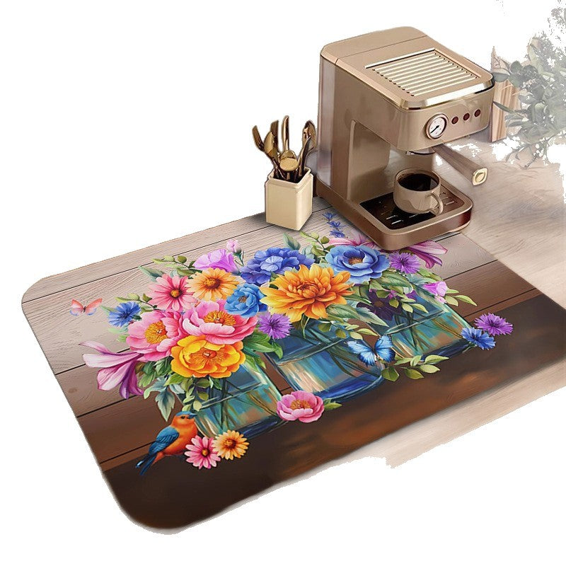Floral Printed Kitchen Mat Kalsten