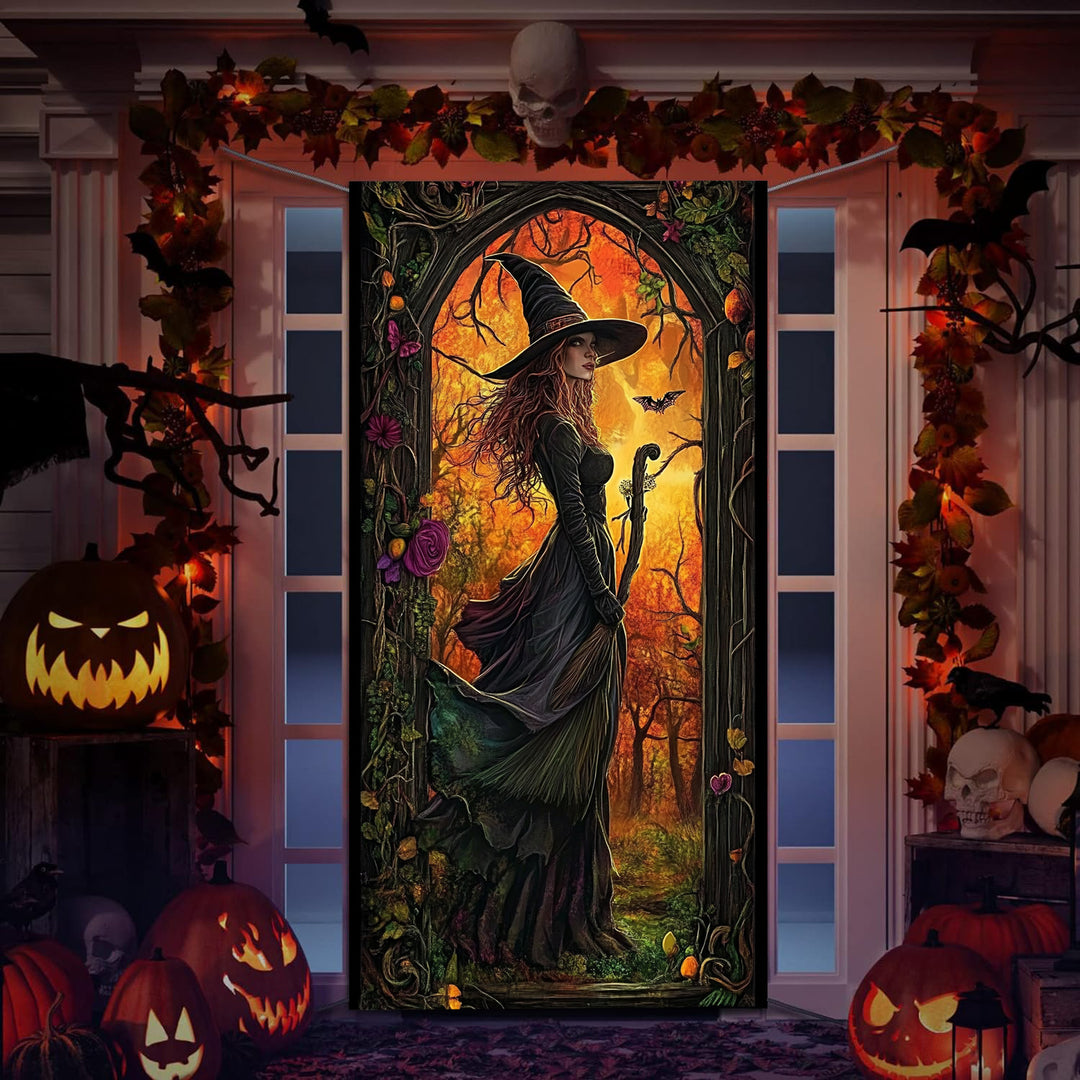 Halloween door poster with large-format Grim Reaper illustration and reusable PVC tarp fabric