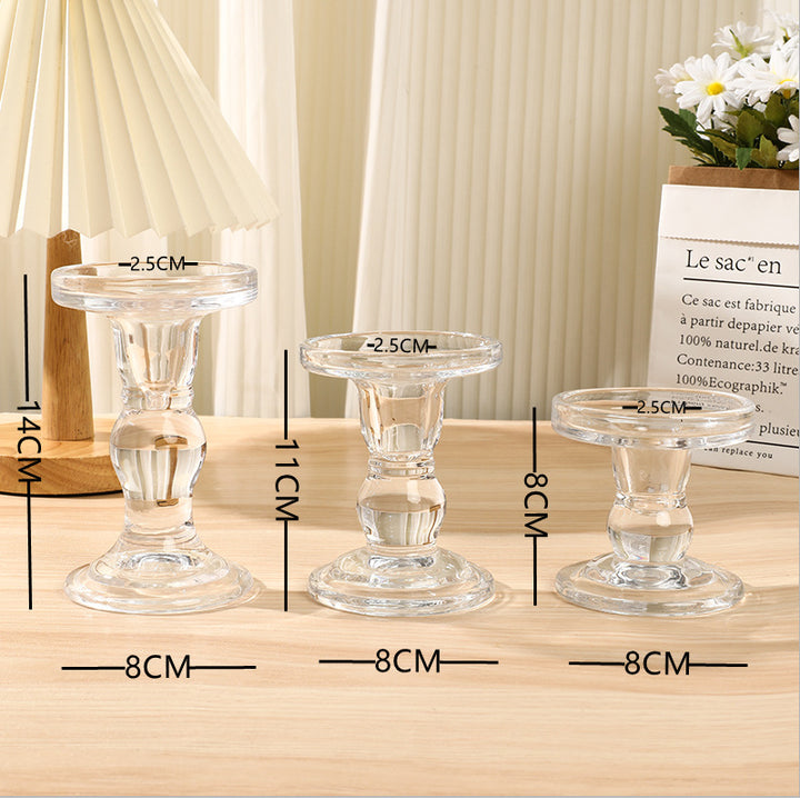 Pressed Crystal Glass Vintage-Style Single Taper Candlestick Holder