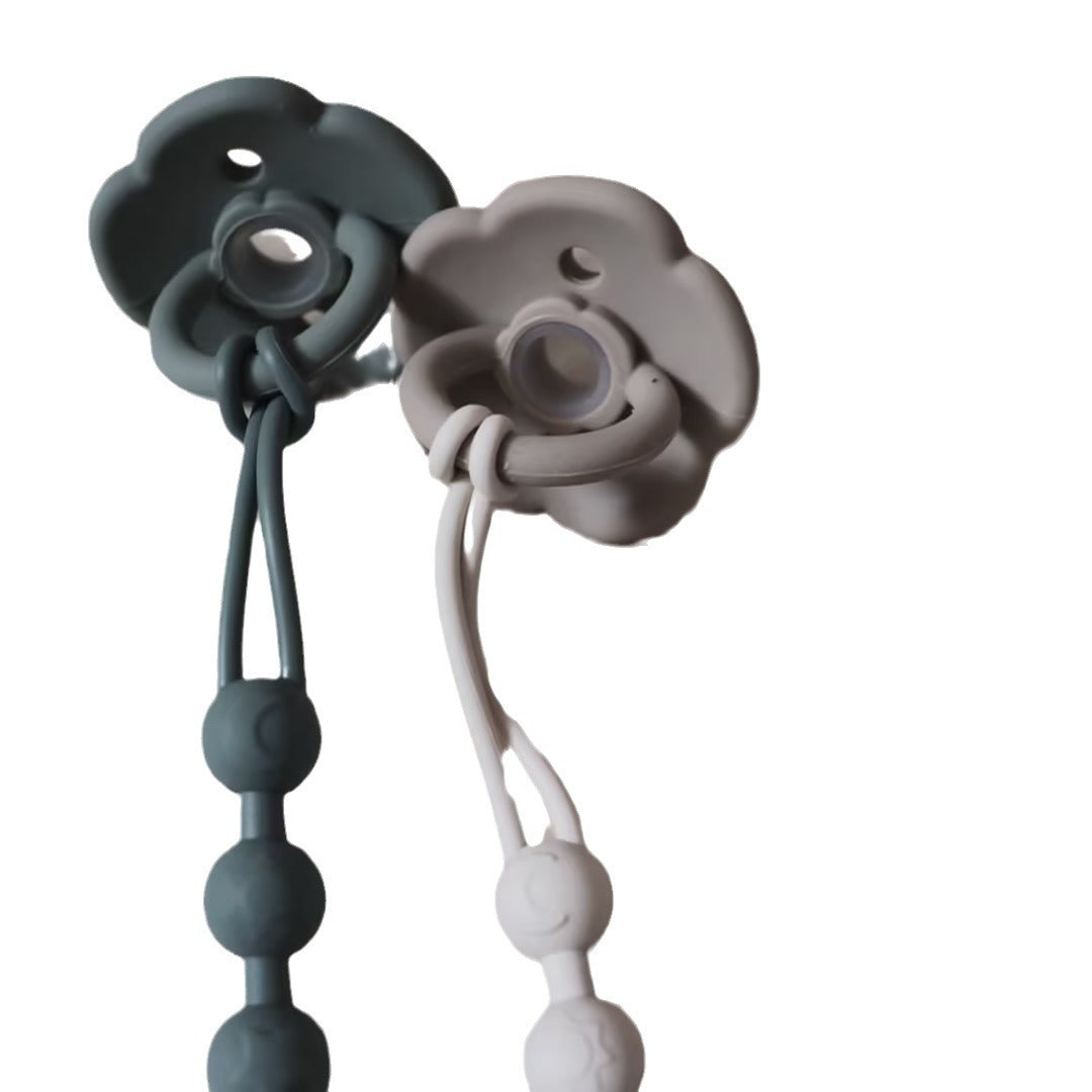 Silicone Beaded Pacifier Lanyard with Wooden Safety Clip