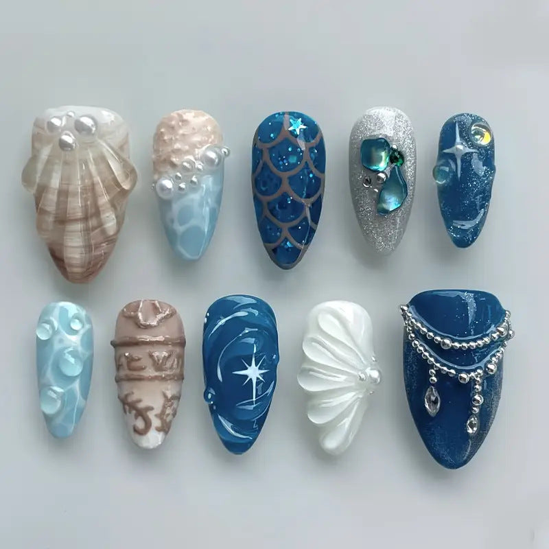 Artistic Ocean-Inspired Nail Art Set Kalsten