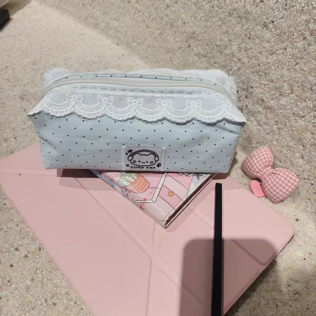 Stylish Lace Trim Pencil Case
