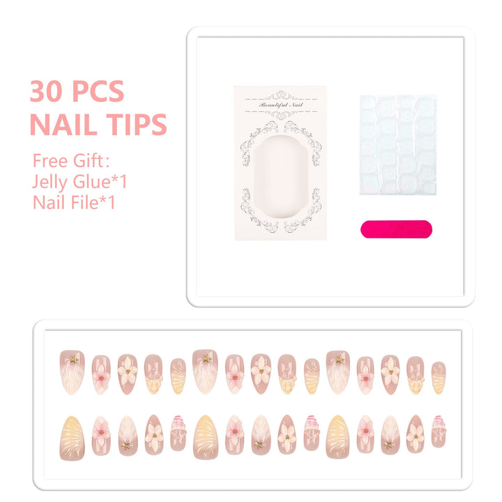 Elegant Floral Press-On Nail Art Set