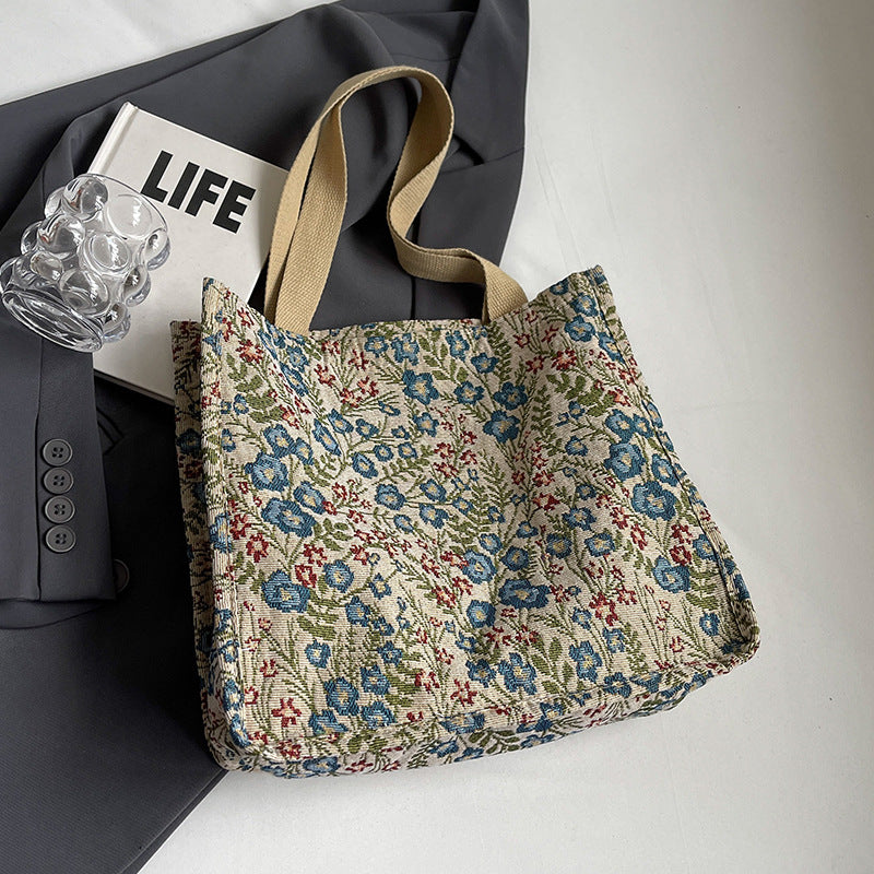 Floral Embroidered Canvas Tote Bag  1790617150