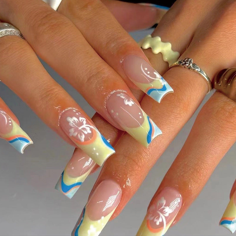 Artful acrylic nails with maritime design Kalsten