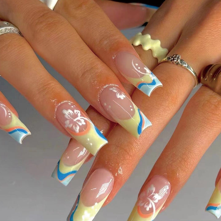 Artful acrylic nails with maritime design Kalsten