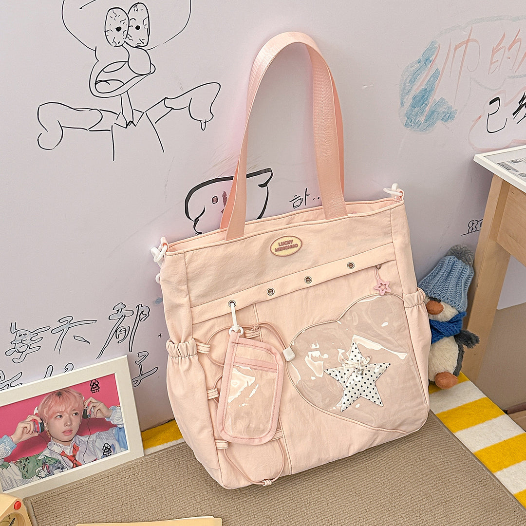 Stylish Multi-Pocket Star-Appliqué Backpack Kalsten