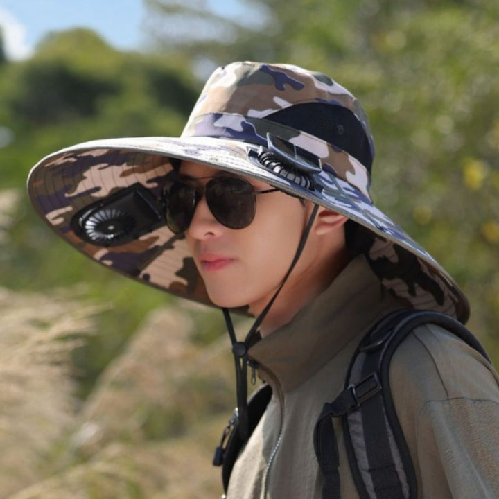 tactical fishing hat with wide brim, mesh ventilation and adjustable chin strap Kalsten