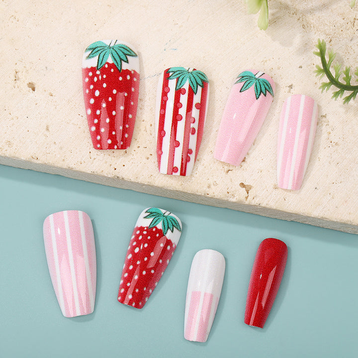 Artificial nails in romantic strawberry design Kalsten