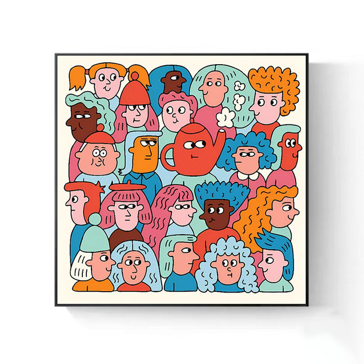 Playful Cartoon Character Canvas Artwork