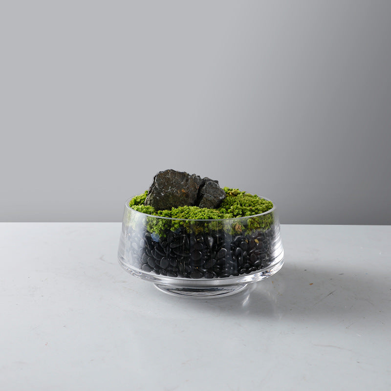 Decorative Moss Bowl with Pedestal Base