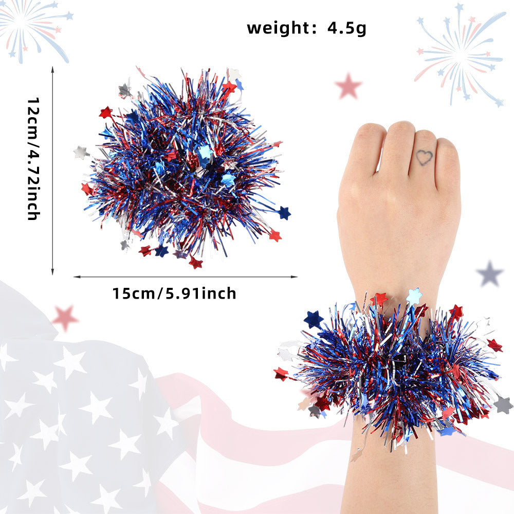 Unisex nan Pompom bracelet made of metallic tinsel with elastic insert for party and cheerleading Kalsten