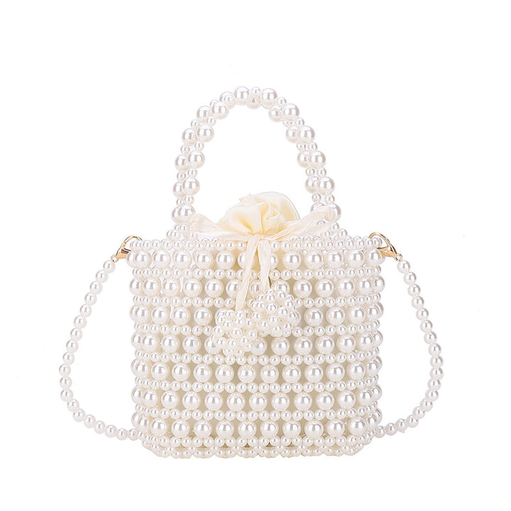 Pearl-Embellished Floral Evening Handbag
