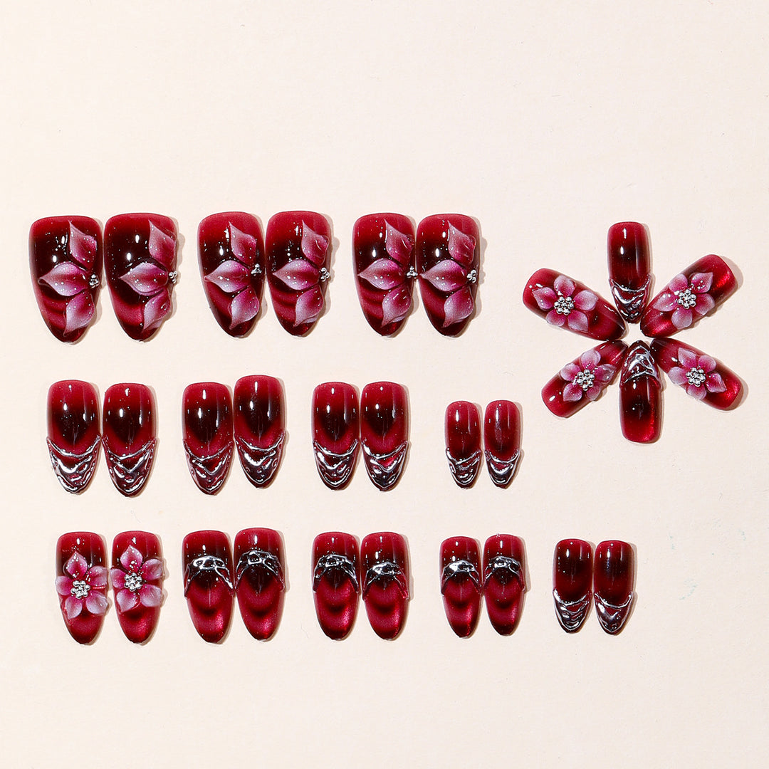 3D Floral Accent Stiletto Nail Art Extensions Kalsten