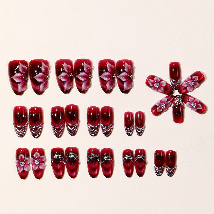 3D Floral Accent Stiletto Nail Art Extensions Kalsten