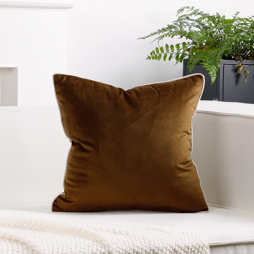 Luxury Velvet Throw Cushion with Contrast Piping