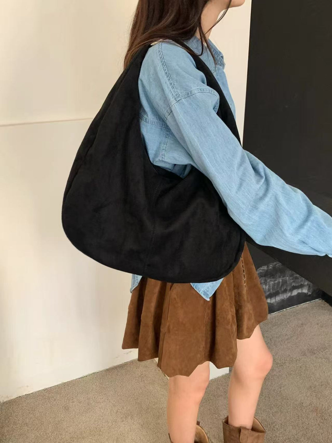 Casual Suede Shoulder Bag