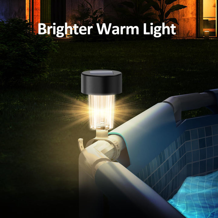 Solar-Powered LED Clip-On Above-Ground Pool Rim Lights With Waterproof Durable Mounting Kalsten