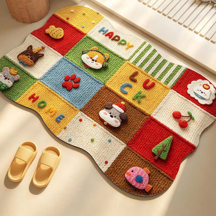 Decorative Flower-Themed Bath Mat