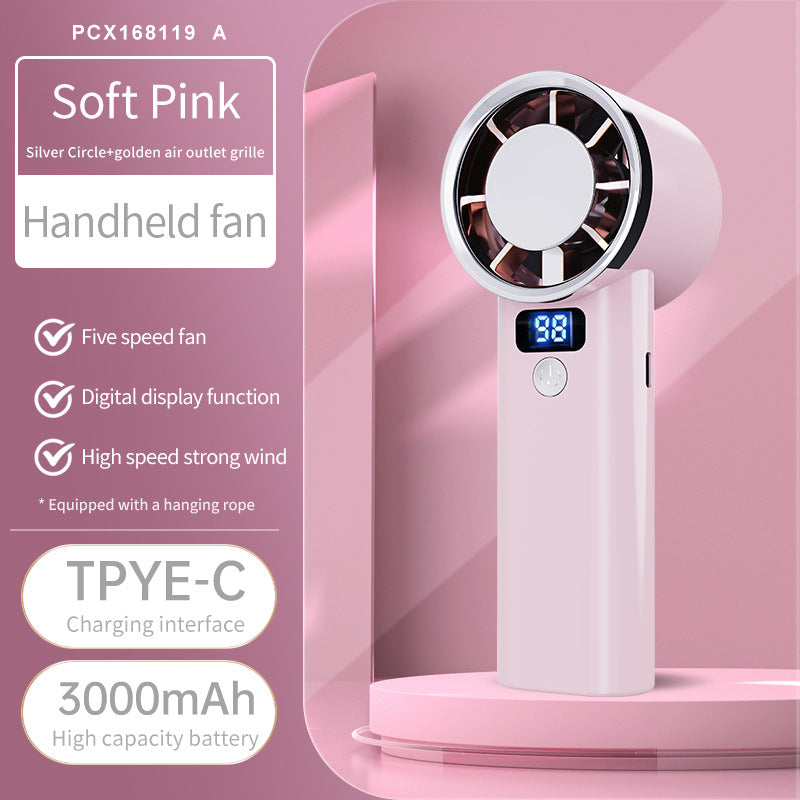 Ladies portable hand fan with digital display and five speed settings Kalsten