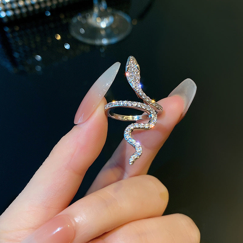 Elegant snake ring with sparkling zirconia stones Kalsten