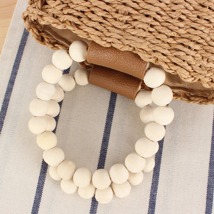 Trendy Handbag with Wooden Bead Handle Kalsten