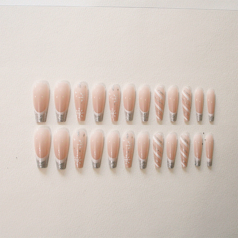 Decorative Press-On Nail Art Set with Glitter Accents