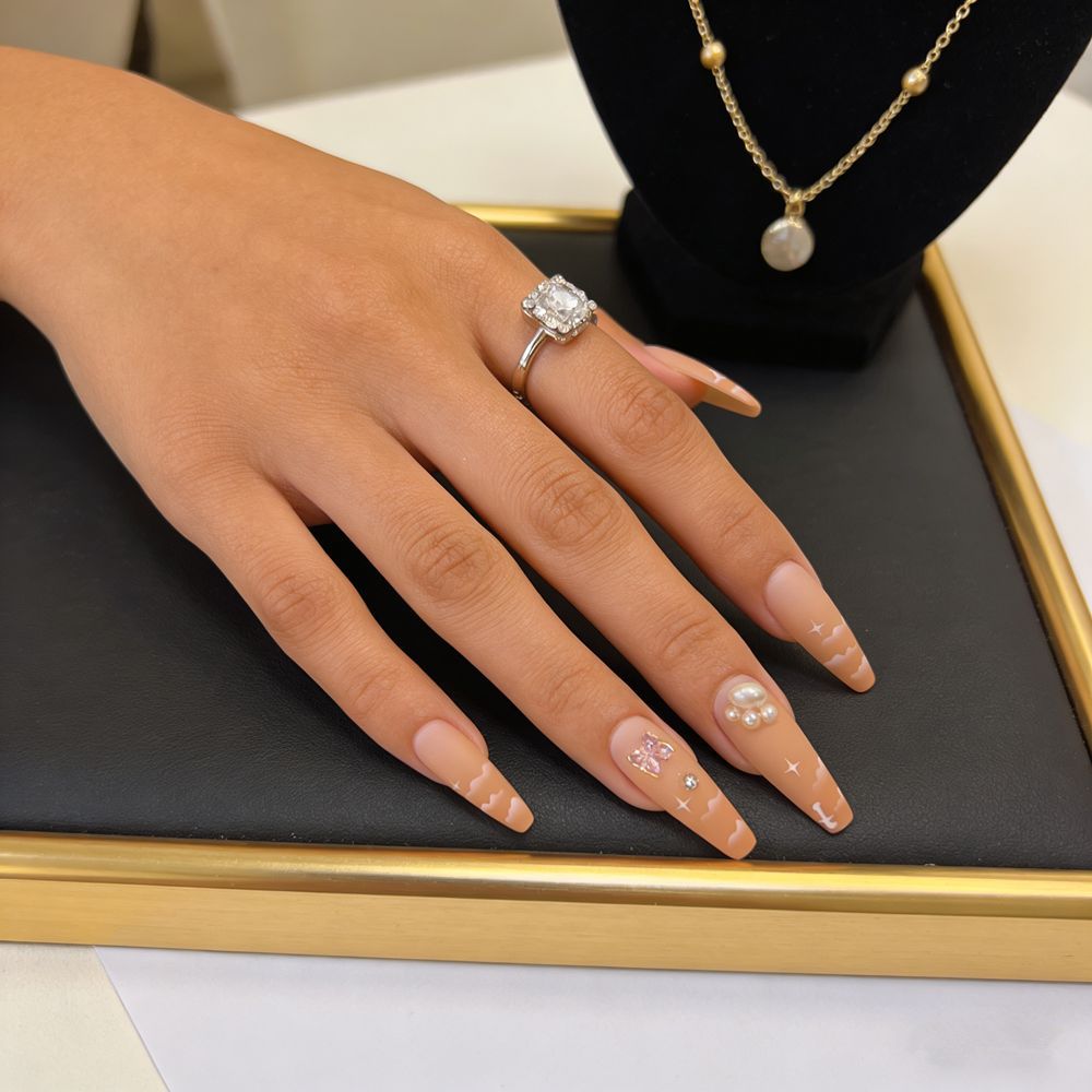 Decorative Long Coffin Press-On Nail Set