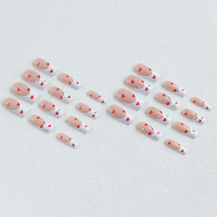 Artistic Heart Motif Press-On Nail Set