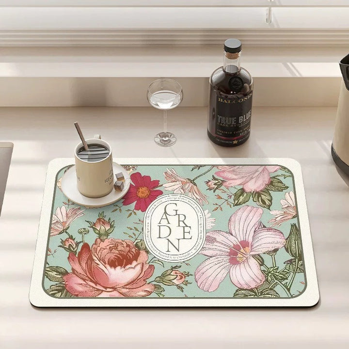 Decorative Floral Print Kitchen Mat for Home