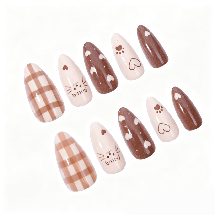 Artistic Cat-Themed Press-On Nail Set Kalsten